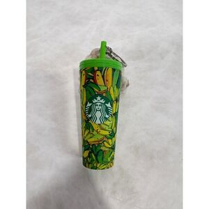 Starbucks Farm Rio Banana Cold Cup Keychain Mini Tumbler Green Yellow Tropical